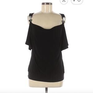 White House Black Market Black Short Sleeve Top Size M